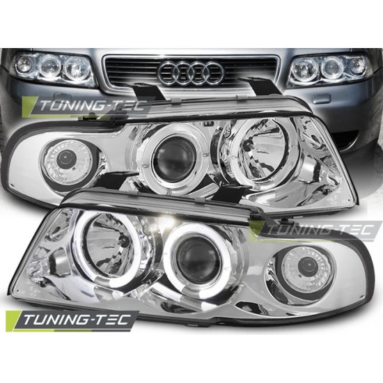 Faruri Angel Eyes crom compatibil cu AUDI A4 11.94-12.98
