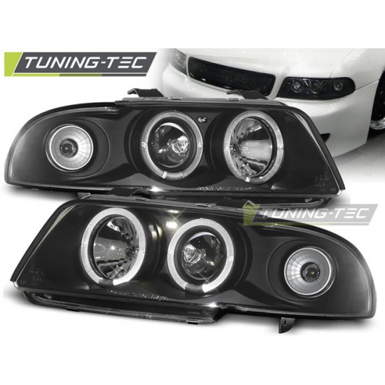 Faruri cu Angel Eye pe fundal negru compatibil cu AUDI A4 11.94-12.98