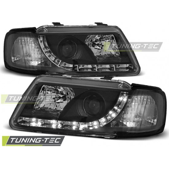Faruri cu DRL pe fundal negru compatibil cu AUDI A3 8L 08.96-08.00