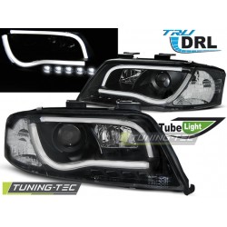 Faruri cu lumina tub DRL negru compatibil cu AUDI A6 06.01-05.04