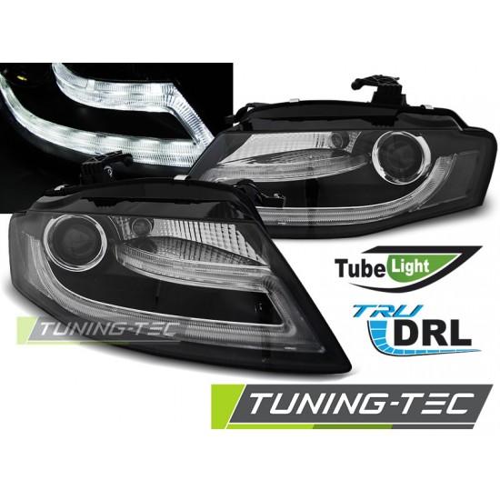 Faruri True Drl negru compatibil cu AUDI A4 B8 04.08-11
