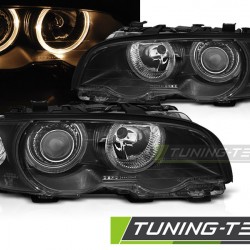 Faruri cu Angel Eye pe fundal negru compatibil cu BMW E46 04.99-03 COUPE CABRIO