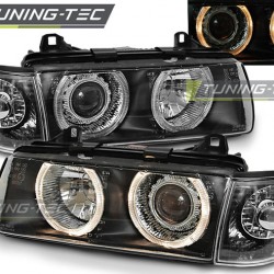 Faruri cu Angel Eye pe fundal negru compatibil cu BMW E36 12.90-08.99 COUPE CABRIO