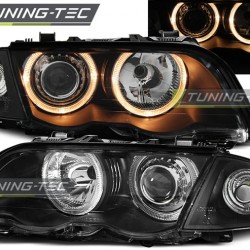 Faruri cu Angel Eye pe fundal negru compatibil cu BMW E46 05.98-08.01 S/T
