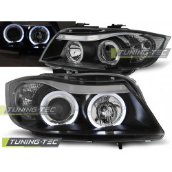Faruri cu Angel Eye pe fundal negru compatibil cu BMW E90/E91 03.05-08.08