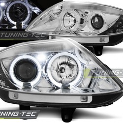 Faruri cu Angel Eyes pe fundal cromat compatibil cu BMW Z4 E85 E86 02-08