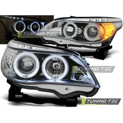 Faruri cu Angel Eyes pe fundal cromatLed INDICATOR compatibil cu BMW E60/E61 03-07