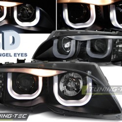 Faruri Angel Eyes 3D negru compatibil cu BMW E46 09.01-03.05 S/T negru