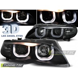 Faruri Angel Eyes 3D negru compatibil cu BMW E46 09.01-03.05 S/T negru