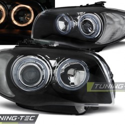 Faruri cu Angel Eye pe fundal negru compatibil cu BMW 1 E87/E81/82/88 04-11