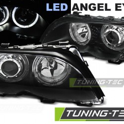 Faruri cu Angel Eye Led pe fundal negru compatibil cu BMW E46 09.01-03.05