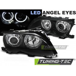 Faruri cu Angel Eye Led pe fundal negru compatibil cu BMW E46 09.01-03.05
