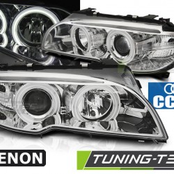 Faruri cu Xenon cu Angel Eyes CCFL pe fundal cromat compatibil cu BMW E46 04.03-06 COUPE CABRIO