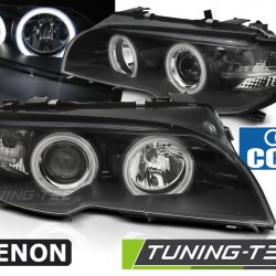 Faruri cu Xenon cu Angel Eyes CCFL pe fundal negru compatibil cu BMW E46 04.03-06 COUPE CABRIO