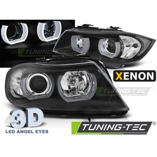 Faruri cu Xenon U-Led 3D negru compatibil cu BMW E90/E91 03.05-08.08