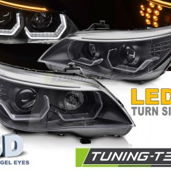 Faruri Angel Eyes Led 3D negru compatibil cu BMW E60 E61 03-07