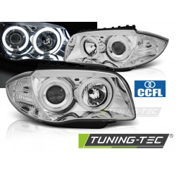 Faruri cu Angel Eyes CCFL pe fundal cromat compatibil cu BMW 1 E87/E81/82/88 04-11