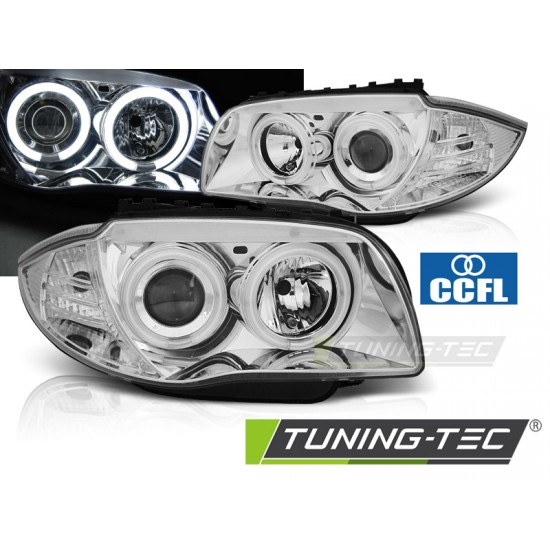 Faruri cu Angel Eyes CCFL pe fundal cromat compatibil cu BMW 1 E87/E81/82/88 04-11