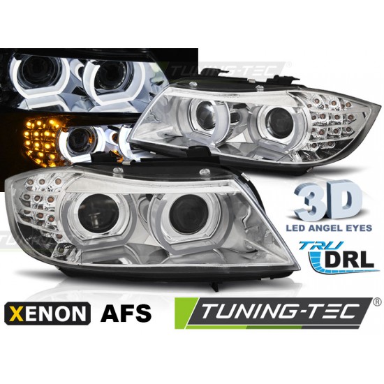 Faruri cu Xenon Led DRL crom AFS compatibil cu BMW E90/E91 09-11