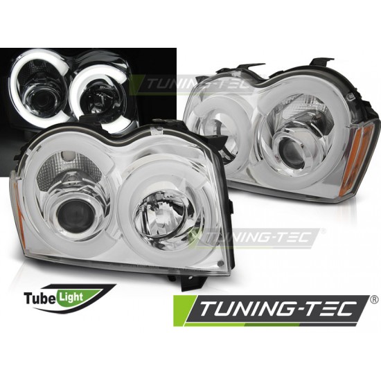 Faruri CHRYSLER JEEP GRAND CHEROKEE 05-08 crom cu lumina tub