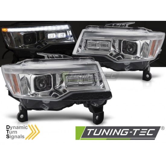 Faruri CHRYSLER JEEP GRAND CHEROKEE 14-21 crom cu lumina tub SEQ