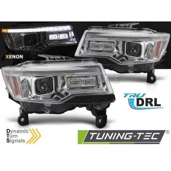 Faruri CHRYSLER JEEP GRAND CHEROKEE 14-21 crom cu lumina tub SEQ HID