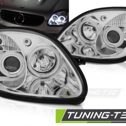 Faruri cu Angel Eyes pe fundal cromat compatibil cu MERCEDES R170 SLK 04.96-04