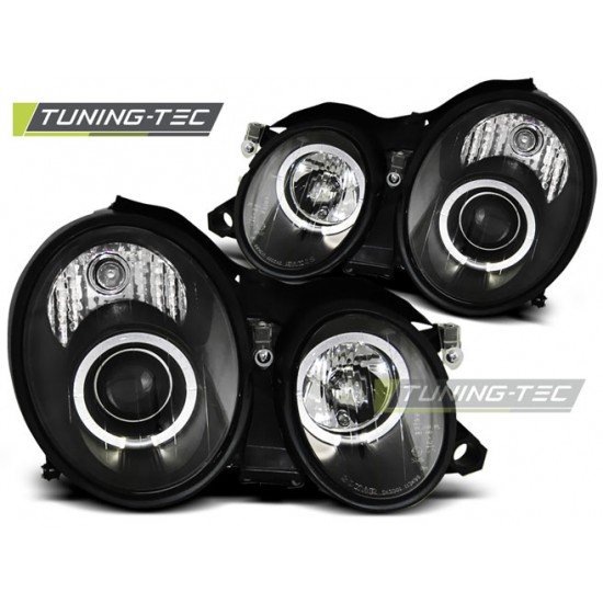 Faruri cu Angel Eye pe fundal negru compatibil cu MERCEDES W208 CLK 03.97-04.02