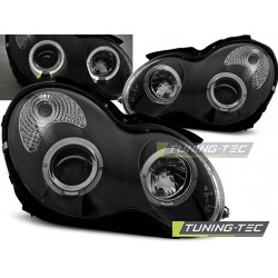 Faruri cu Angel Eyes pe fundal negru compatibil cu MERCEDES W203 C-KLASA 07.00-03.04