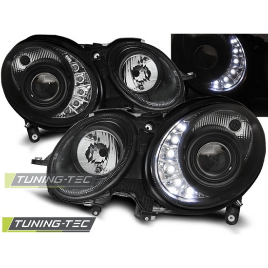 Faruri cu DRL pe fundal negru compatibil cu MERCEDES W211 E-KLASA 03.02-04.06