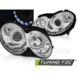 Faruri cu DRL pe fundal cromat compatibil cu MERCEDES CLK W209 03-10