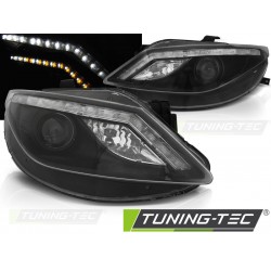 Faruri cu DRL pe fundal negru with  Led INDICATOR compatibil cu SEAT IBIZA 6J 06.08-12