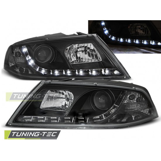 Faruri cu DRL pe fundal negru compatibil cu SKODA OCTAVIA 2 03.04- 08
