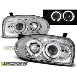 Faruri cu Angel Eyes pe fundal cromat compatibil cu VW GOLF 3 09.91-08.97
