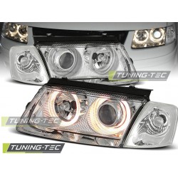 Faruri cu Angel Eyes pe fundal cromat compatibil cu VW PASSAT B5 3B 11.96-08.00