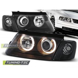 Faruri cu Angel Eye pe fundal negru compatibil cu VW PASSAT B5 3B 11.96-08.00