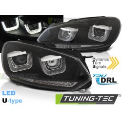 Faruri cu U-Led Drl negru SEQ compatibil cu VW GOLF 6 08-12