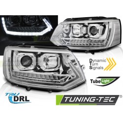 Faruri cu lumina tub DRL crom SEQ compatibil cu VW T5 2010-2015