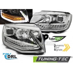 Faruri cu lumina tub DRL crom SEQ compatibil cu VW T6 15-19
