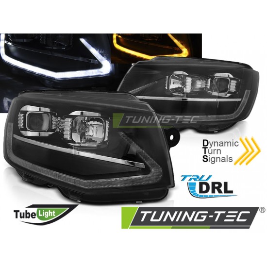 Faruri cu lumina tub negru DRL SEQ compatibil cu VW T6 15-19