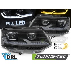 Faruri FULL Led negru crom SEQ DRL compatibil cu VW T5.1 10-15