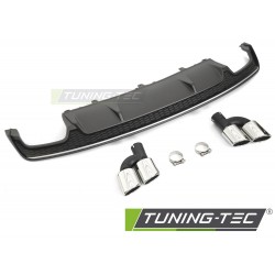 Difuzor bara spate Doua iesiri SILVER negru sport S STYLE compatibil cu AUDI A7 C7 14-18