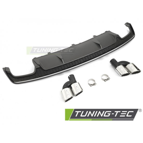 Difuzor bara spate Doua iesiri SILVER negru sport S STYLE compatibil cu AUDI A7 C7 14-18